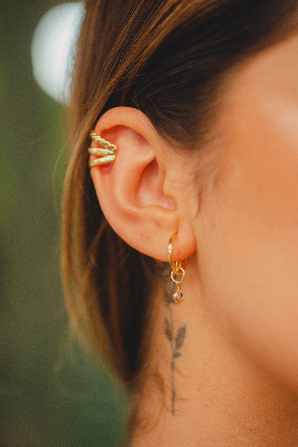 PIERCING FAKE TRÊS LINHAS FOLHEADO A OURO 18K