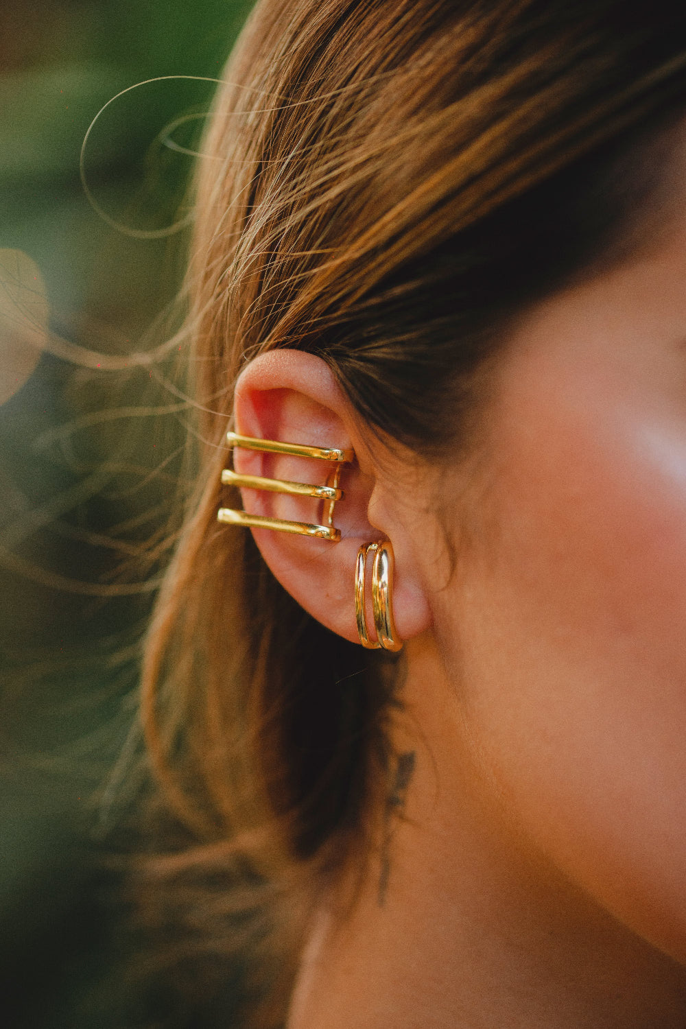 PIERCING FAKE GEOMÉTRICO FOLHEADO A OURO 18K