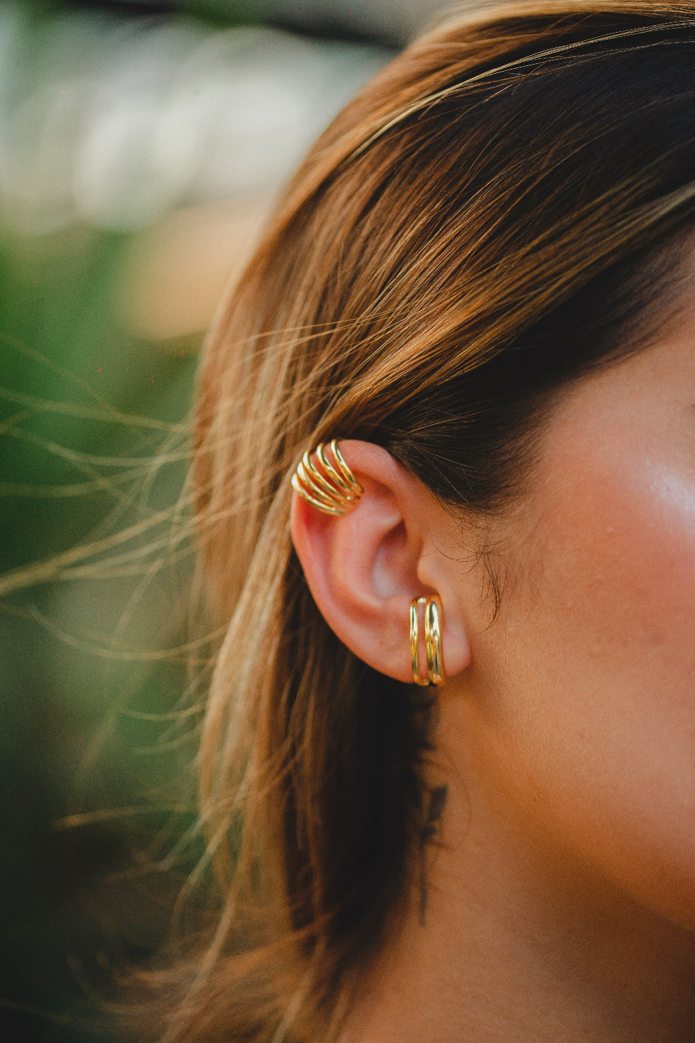 PIERCING FAKE CINCO LINHAS LISO FOLHEADO A OURO 18K