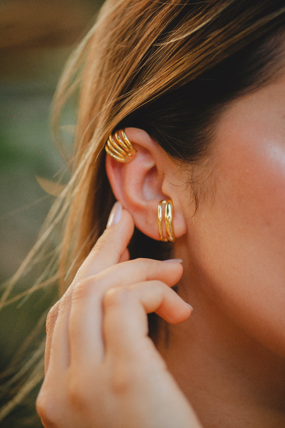 PIERCING FAKE CINCO LINHAS LISO FOLHEADO A OURO 18K