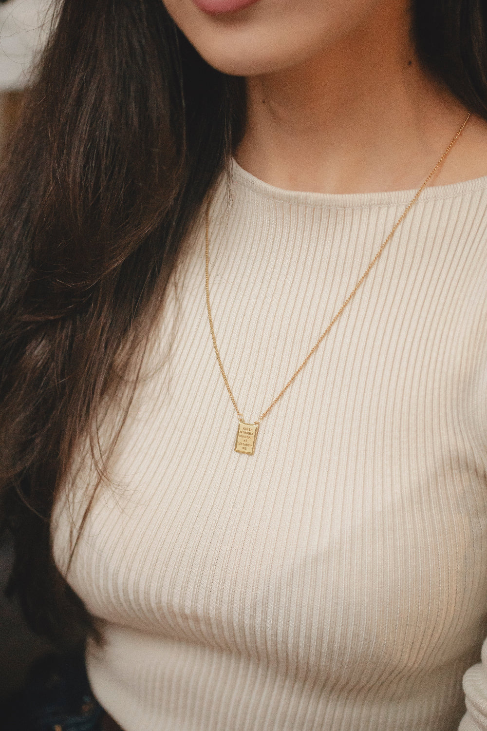 ESCAPULÁRIO NOSSA SENHORA APARECIDA COM CONSAGRAÇÃO DOURADO EM AÇO INOX