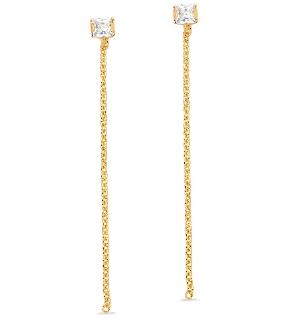 BRINCO COM FIO DE CORRENTE E ZIRCÔNIA FOLHEADO A OURO 18K