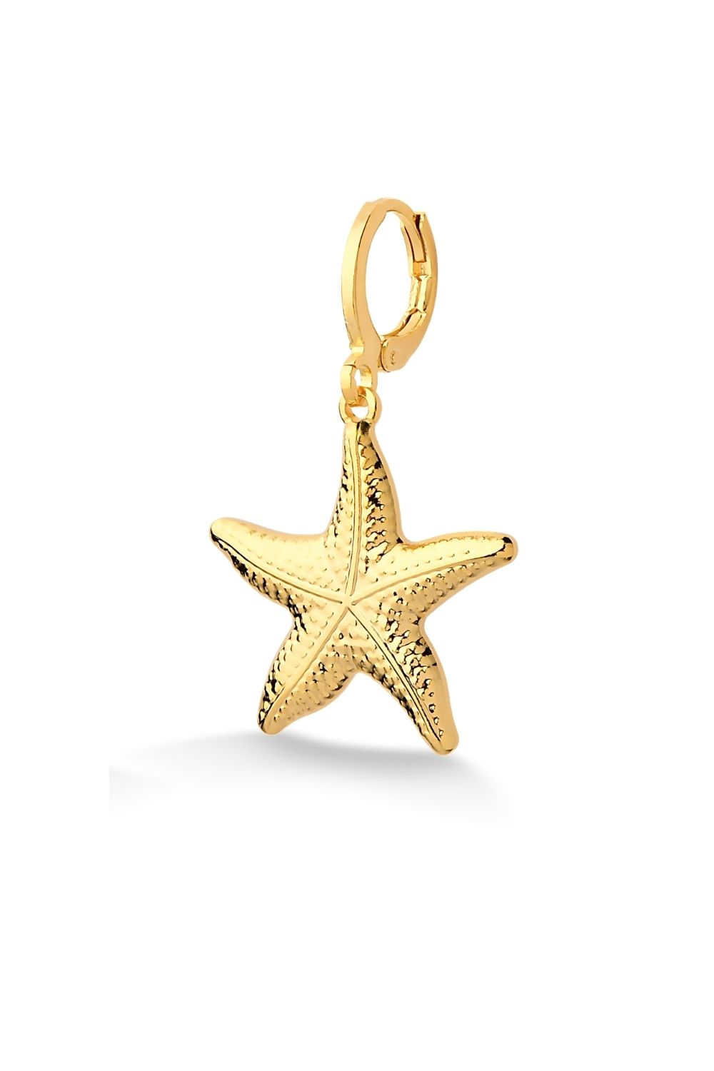 PINGENTE DE ARGOLA COM ESTRELA DO MAR FOLHEADO A OURO 18K