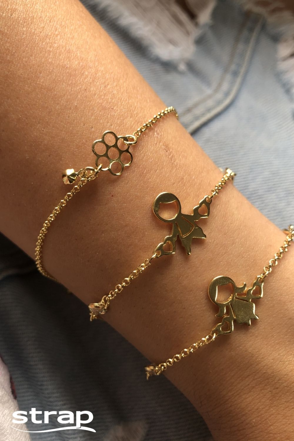 PULSEIRA MENINA COM ZIRCÔNIAS FOLHEADA A OURO 18K