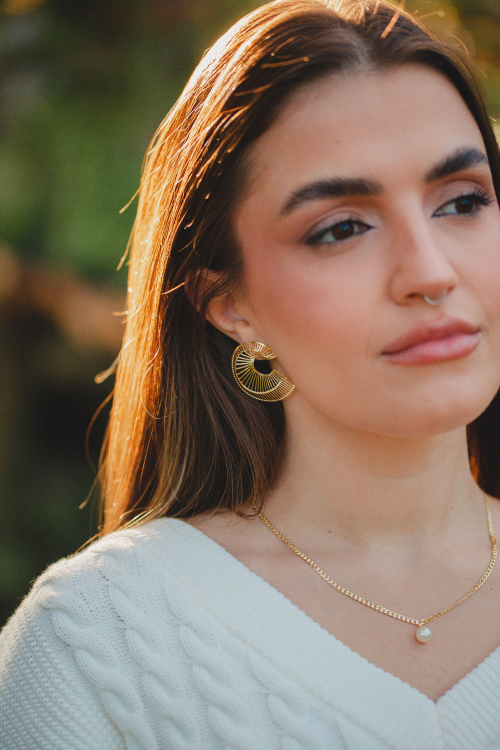 COLAR DE ELOS COM PEROLA FOLHEADO A OURO 18K