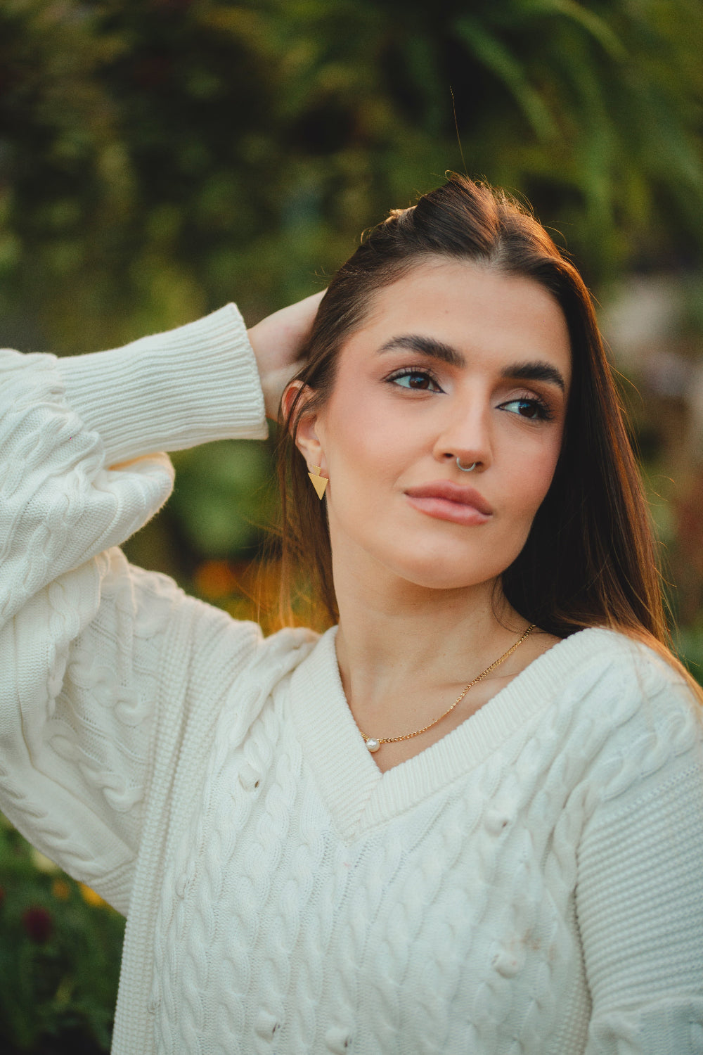 BRINCO TRIANGULO DUPLO LISO FOLHEADO A OURO 18K