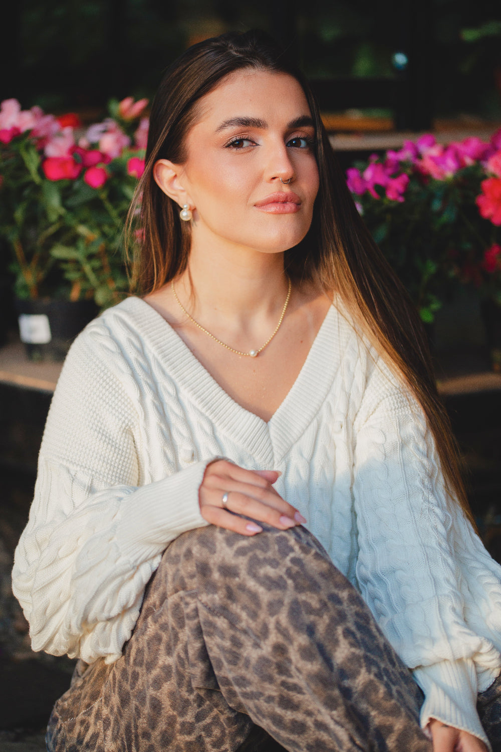 BRINCO PEROLA DUPLO  FOLHEADO A OURO 18K