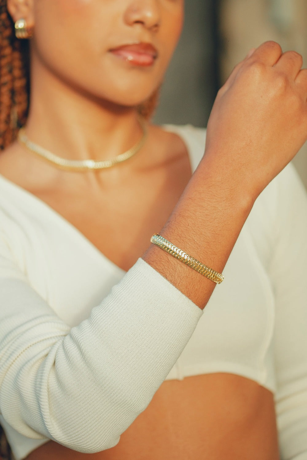 PULSEIRA MALHA ESTEIRA FOLHEADO A OURO 18K