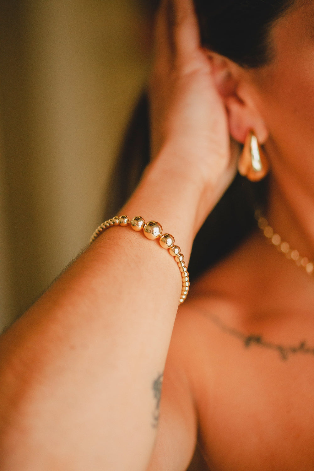 PULSEIRA DE BOLAS FOLHEADA A OURO 18K