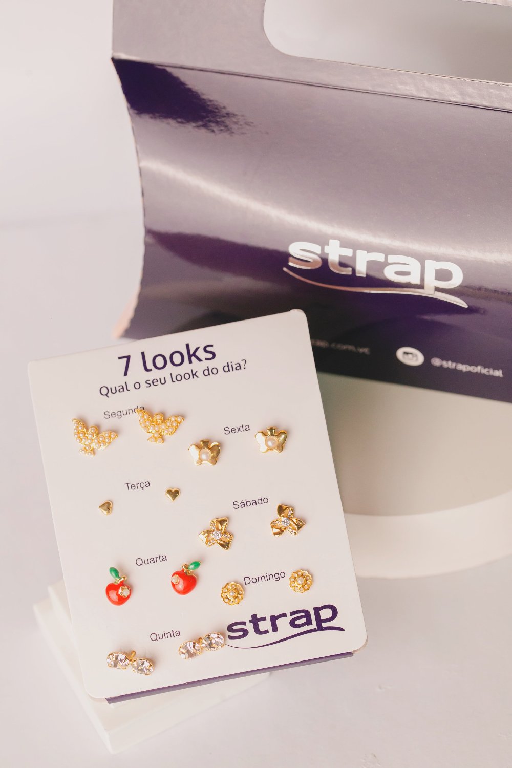 SEMANINHA PROMÔ COM SETE BRINCOS VARIADOS FOLHEADO A OURO 18K