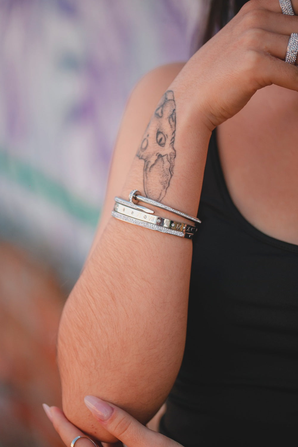 BRACELETE PREGO PRATEADO EM AÇO INOX