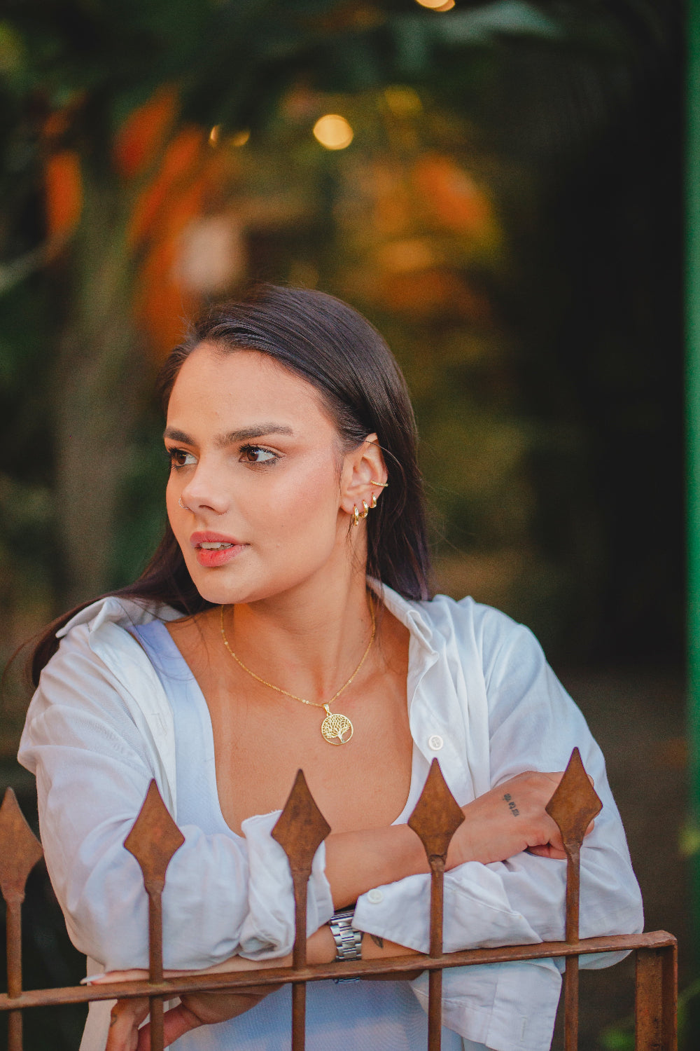 COLAR ÁRVORE DA VIDA LISA FOLHEADO A OURO 18K