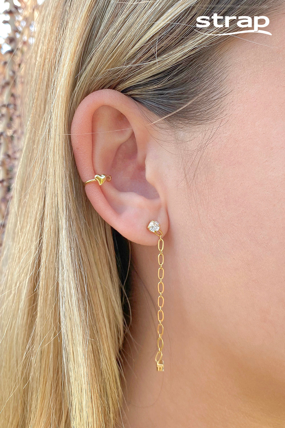 BRINCO COM FIO DE CORRENTE E ZIRCÔNIA FOLHEADO A OURO 18K