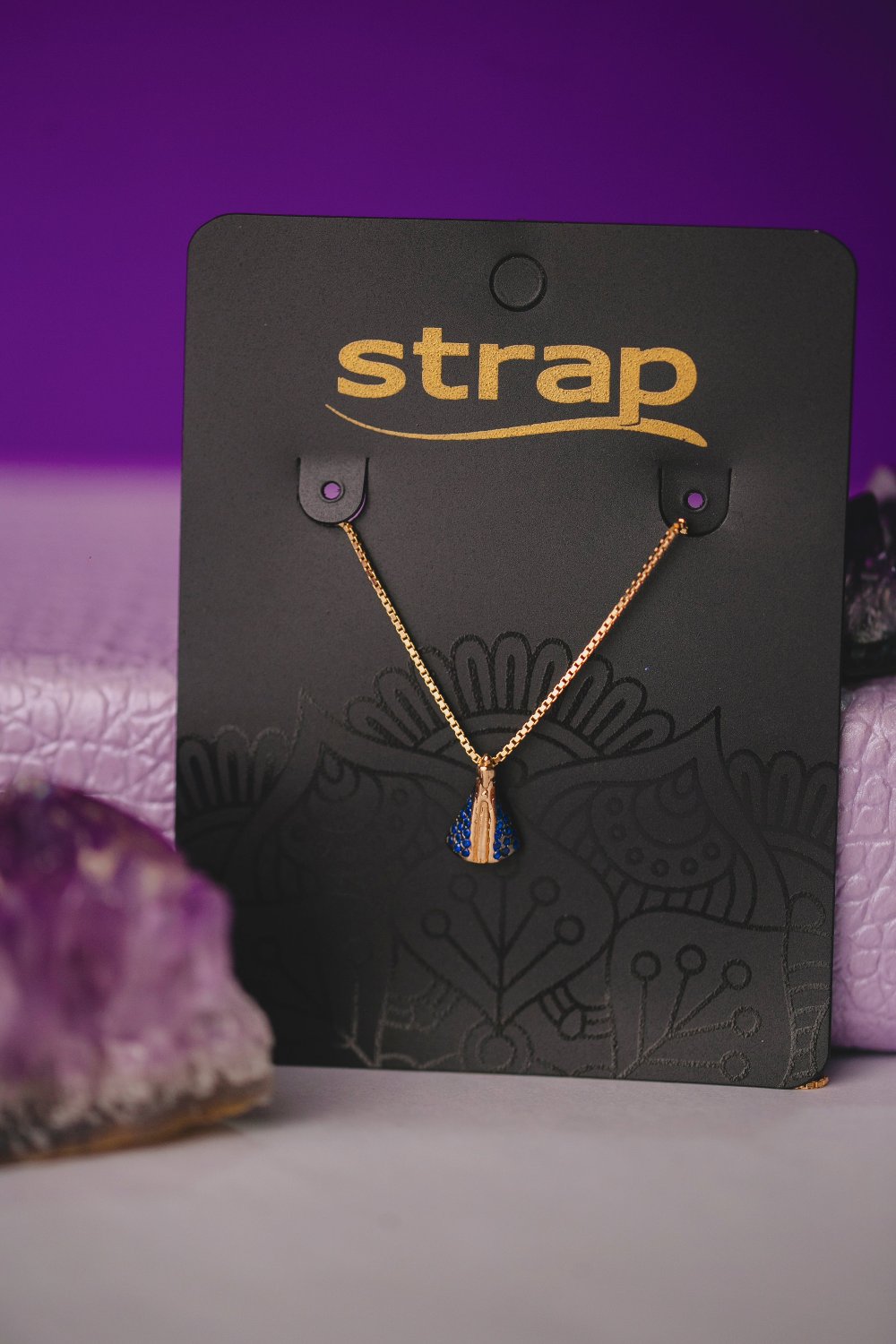 COLAR NOSSA SENHORA CRAVEJADO FOLHEADO A OURO 18K