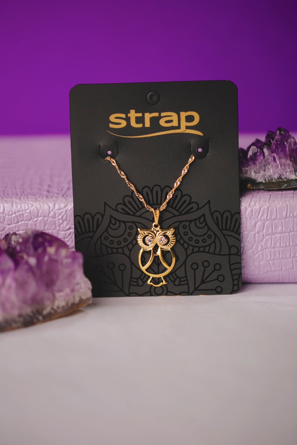 COLAR CORUJA FOLHEADO A OURO 18K