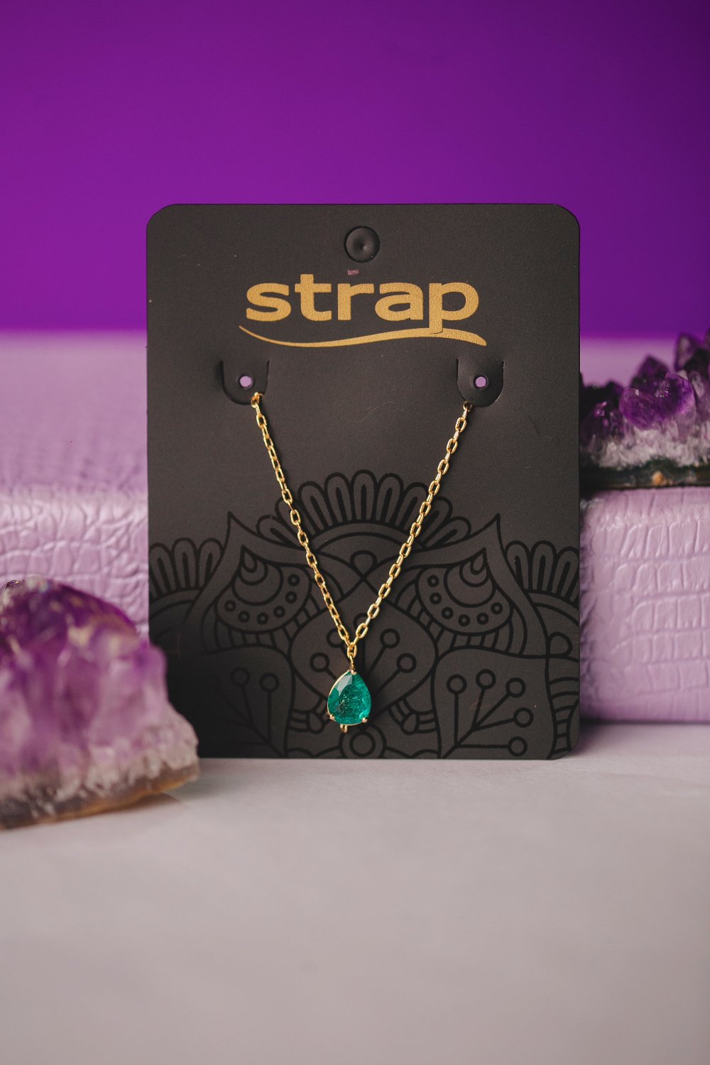 COLAR GOTA PEDRA AZUL FOLHEADO A OURO 18K