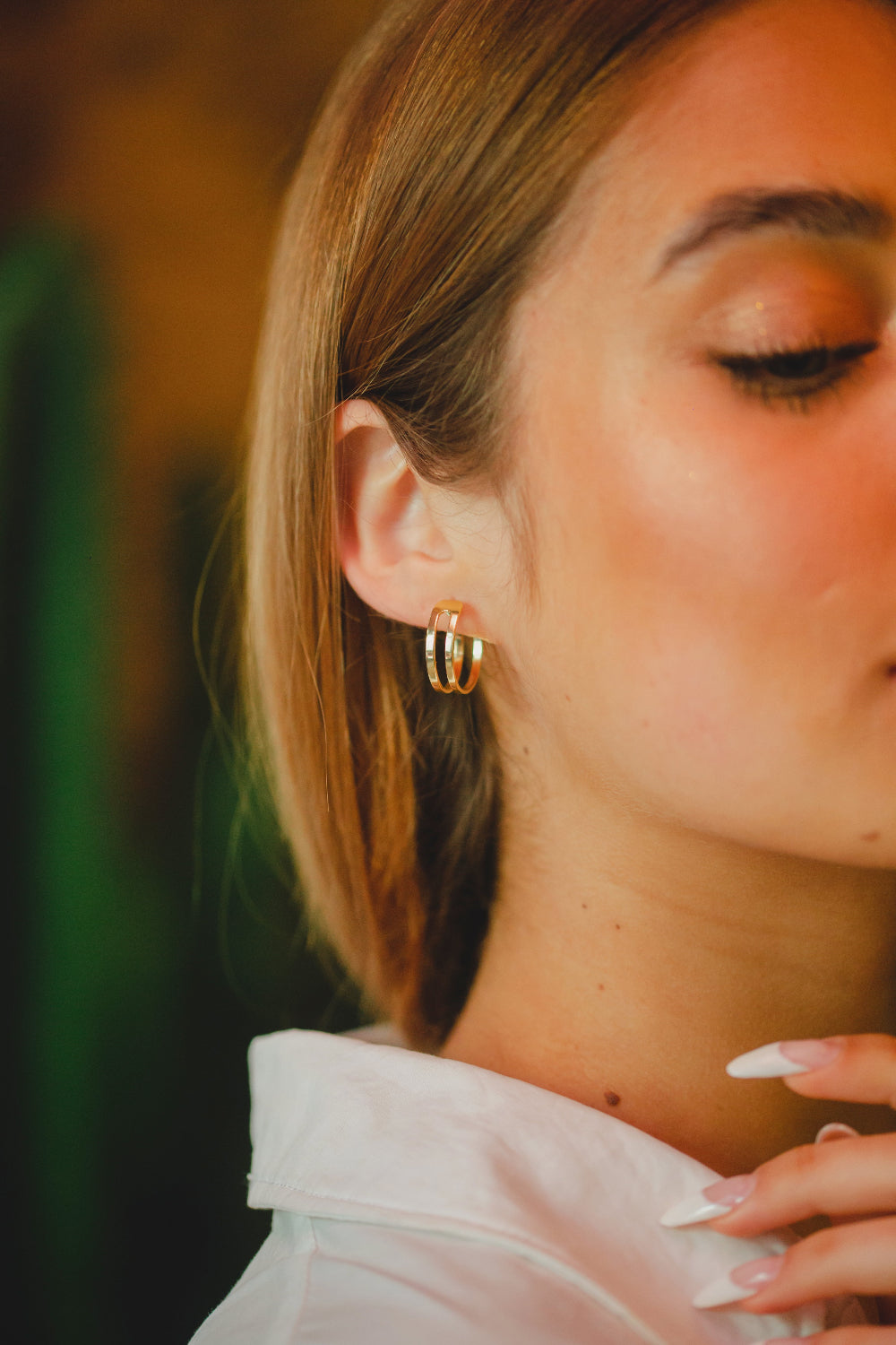 BRINCO ARGOLA COM ELO FOLHEADO A OURO 18K