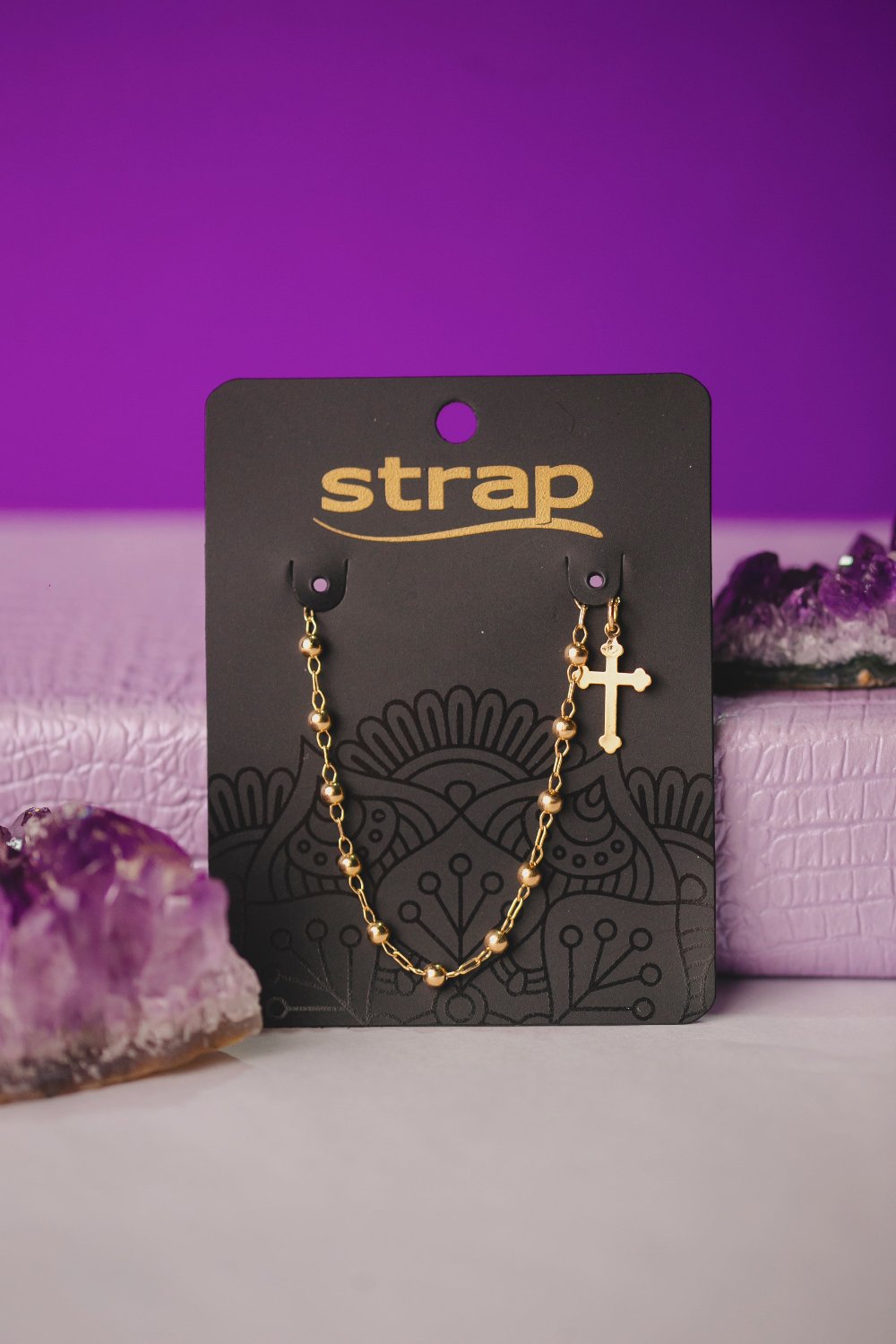 PULSEIRA CRUZ FOLHEADO A OURO 18K