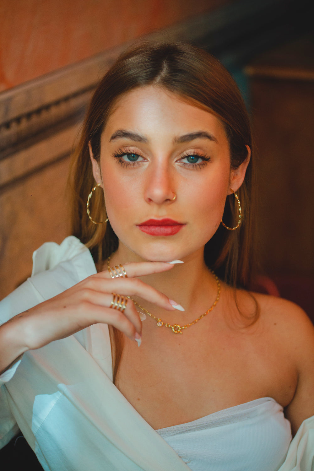 GARGANTILHA DE ELOS COM ZIRCÔNIA FOLHEADO A OURO 18K