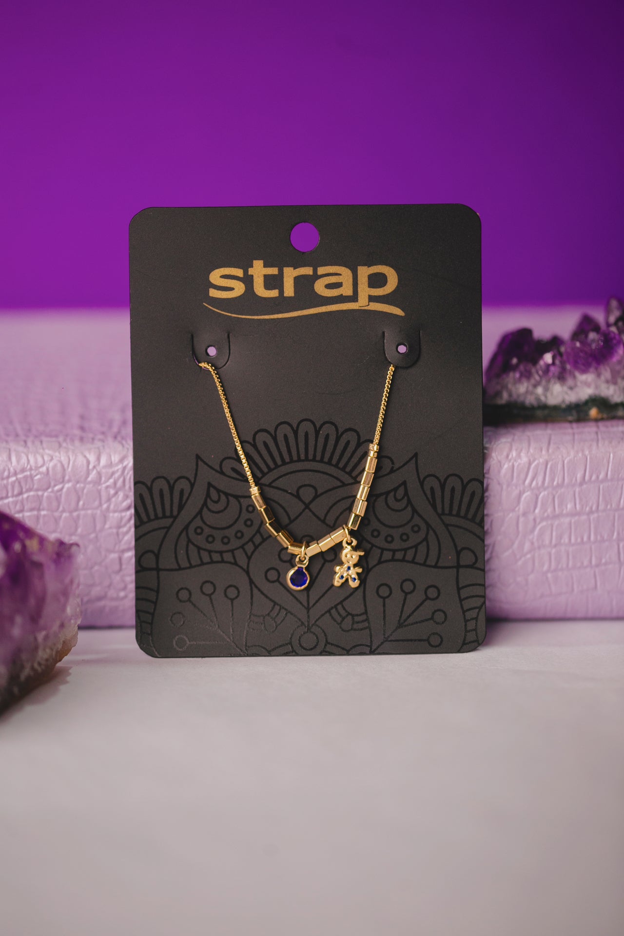 PULSEIRA MENINO COM ZIRCÔNIA AZUL FOLHEADA A OURO 18K