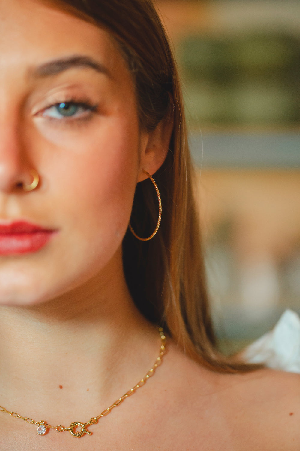 GARGANTILHA DE ELOS COM ZIRCÔNIA FOLHEADO A OURO 18K