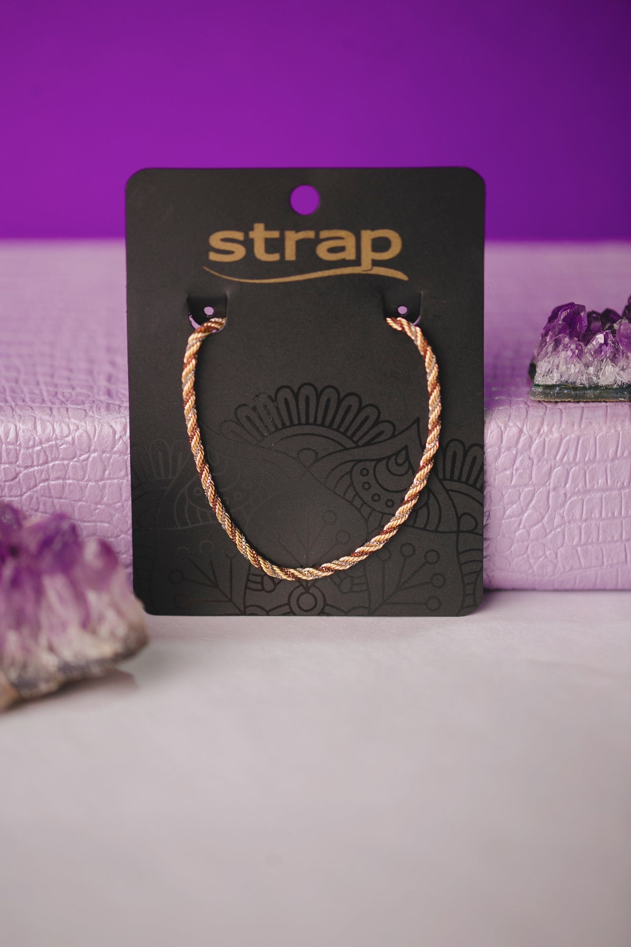 PULSEIRA CORDÃO DETALHES CINZA E MARROM FOLHEADA A OURO 18K