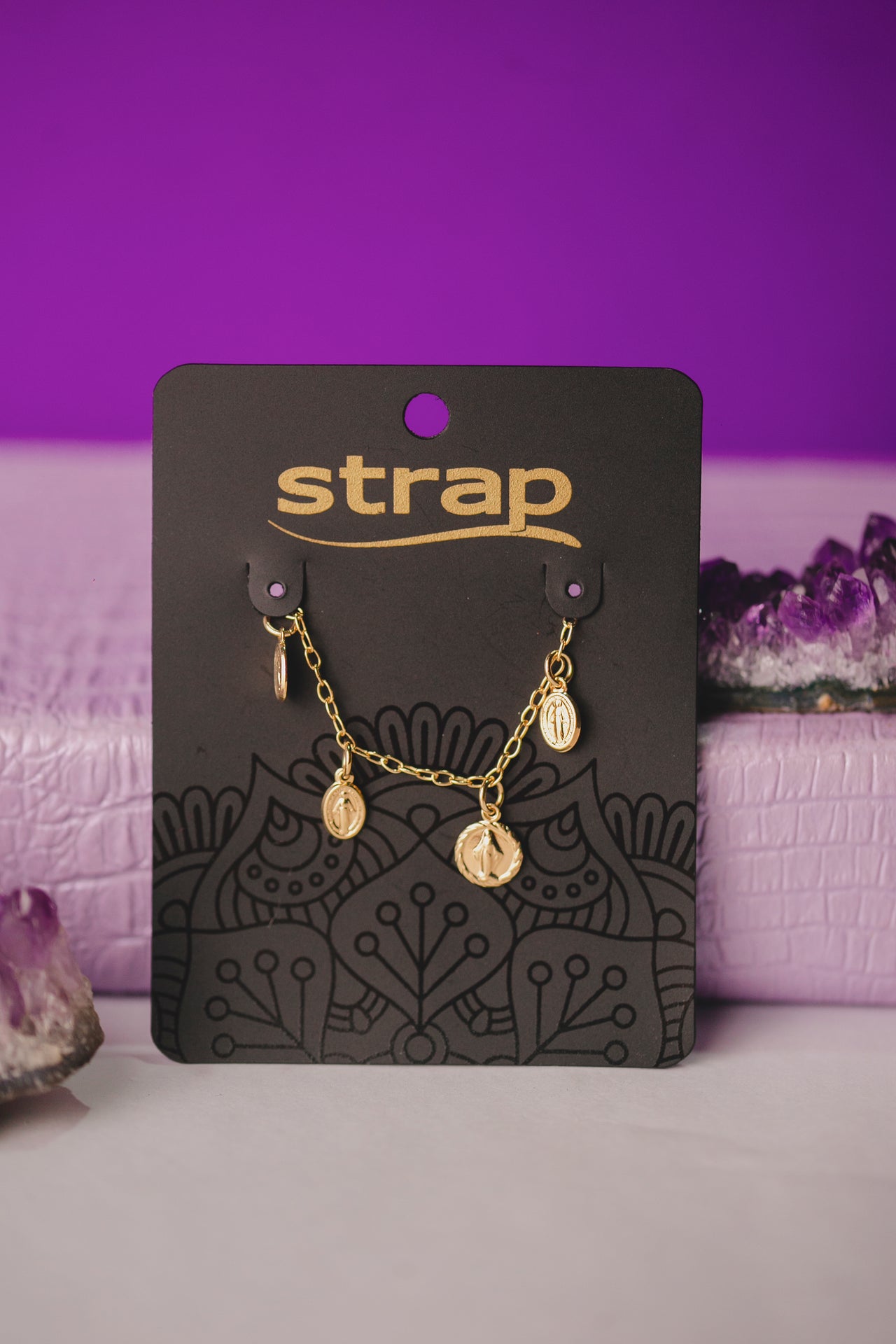 PULSEIRA NOSSA SENHORA MEDALHAS FOLHEADO A OURO 18K