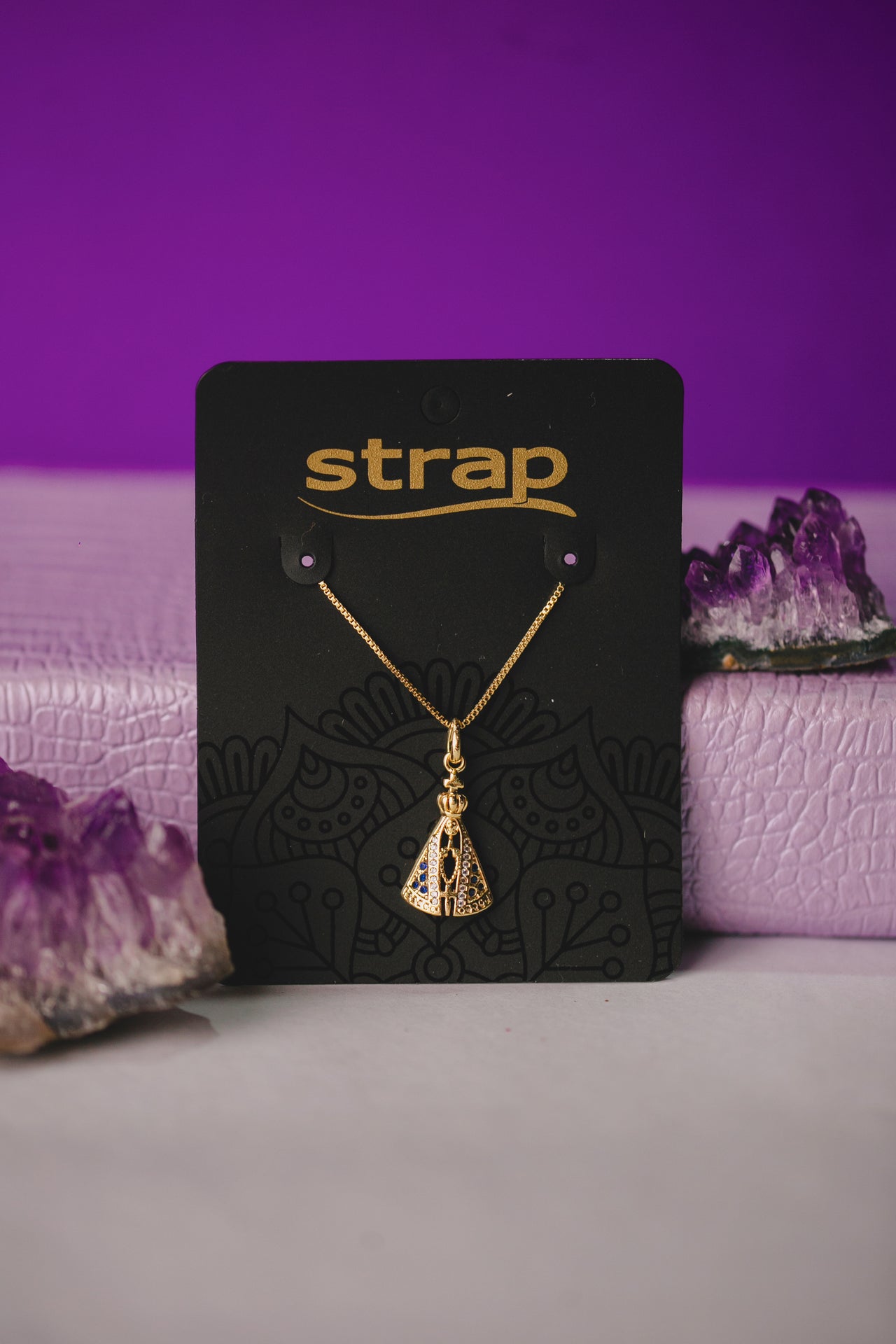COLAR NOSSA SENHORA FOLHEADO A OURO 18K