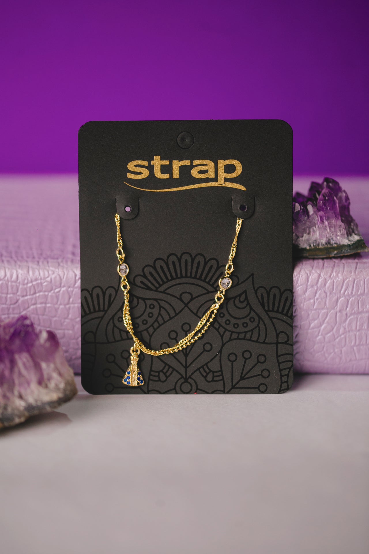 PULSEIRA NOSSA SENHORA COM ZIRCÔNIA FOLHEADO A OURO 18K