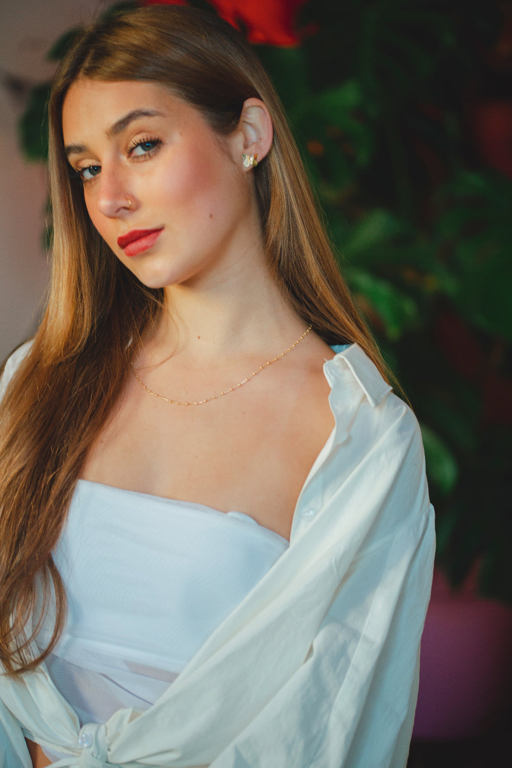 COLAR FININHO COM BOLINHAS FOLHEADO A OURO 18K