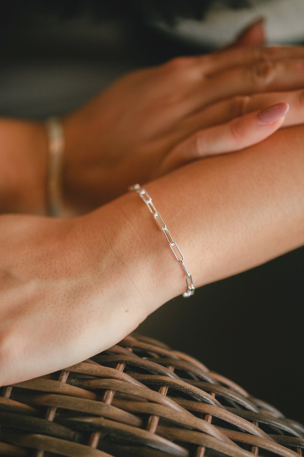 PULSEIRA DE PRATA ELO CADEADO ALONGADO