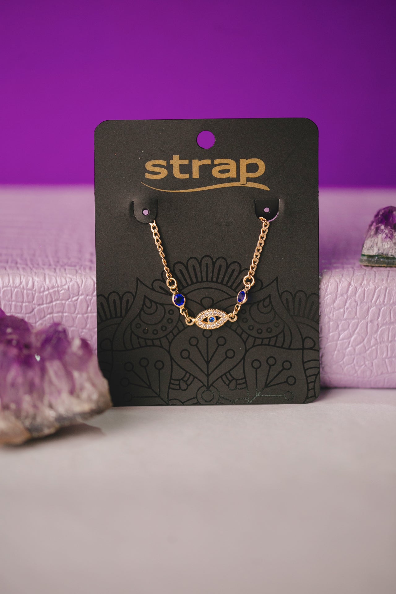 PULSEIRA OLHO GREGO COM ZIRCÔNIA AZUL FOLHEADO A OURO 18K