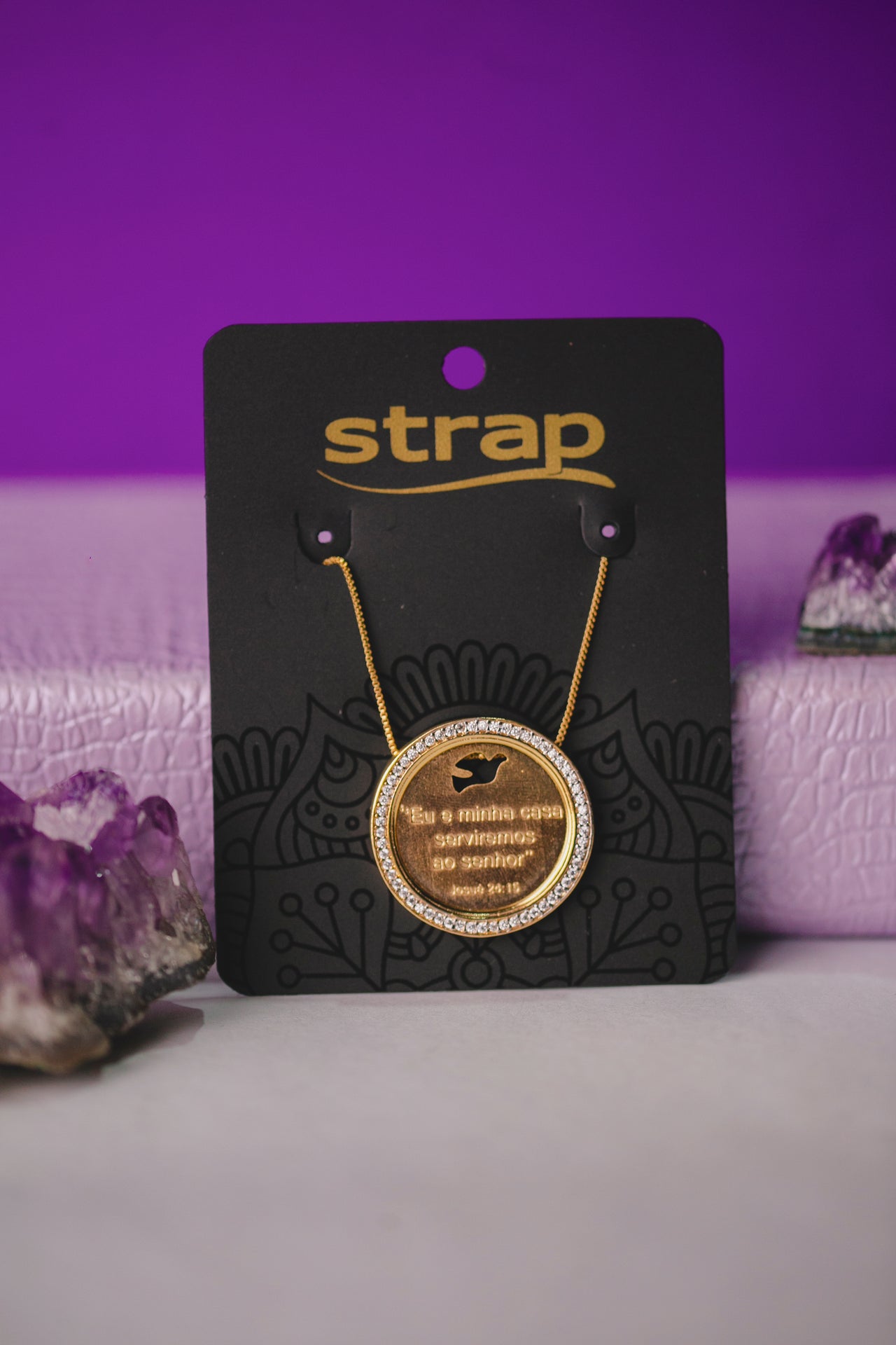 COLAR MEDALHA JOSUÉ 24.15 FOLHEADO A OURO 18K