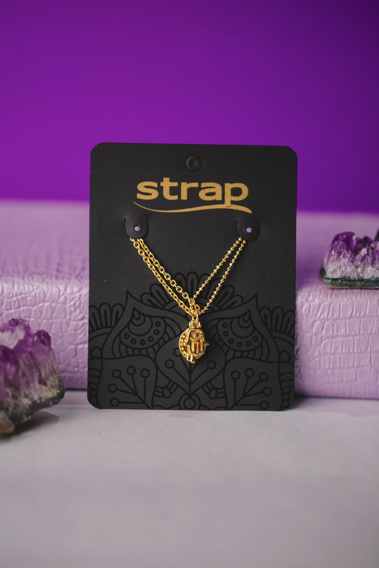 PULSEIRA NOSSA SENHORA, CHAVE E HAMSÁ FOLHEADO A OURO 18K