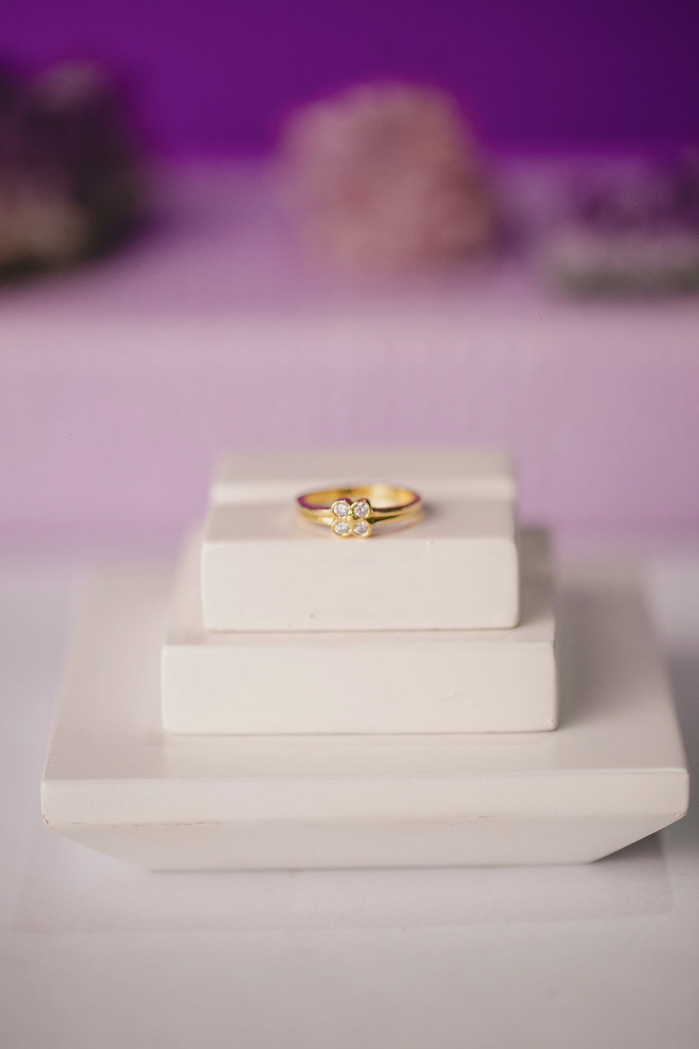 ANEL FALANGE MINI TREVO FOLHEADO A OURO 18K