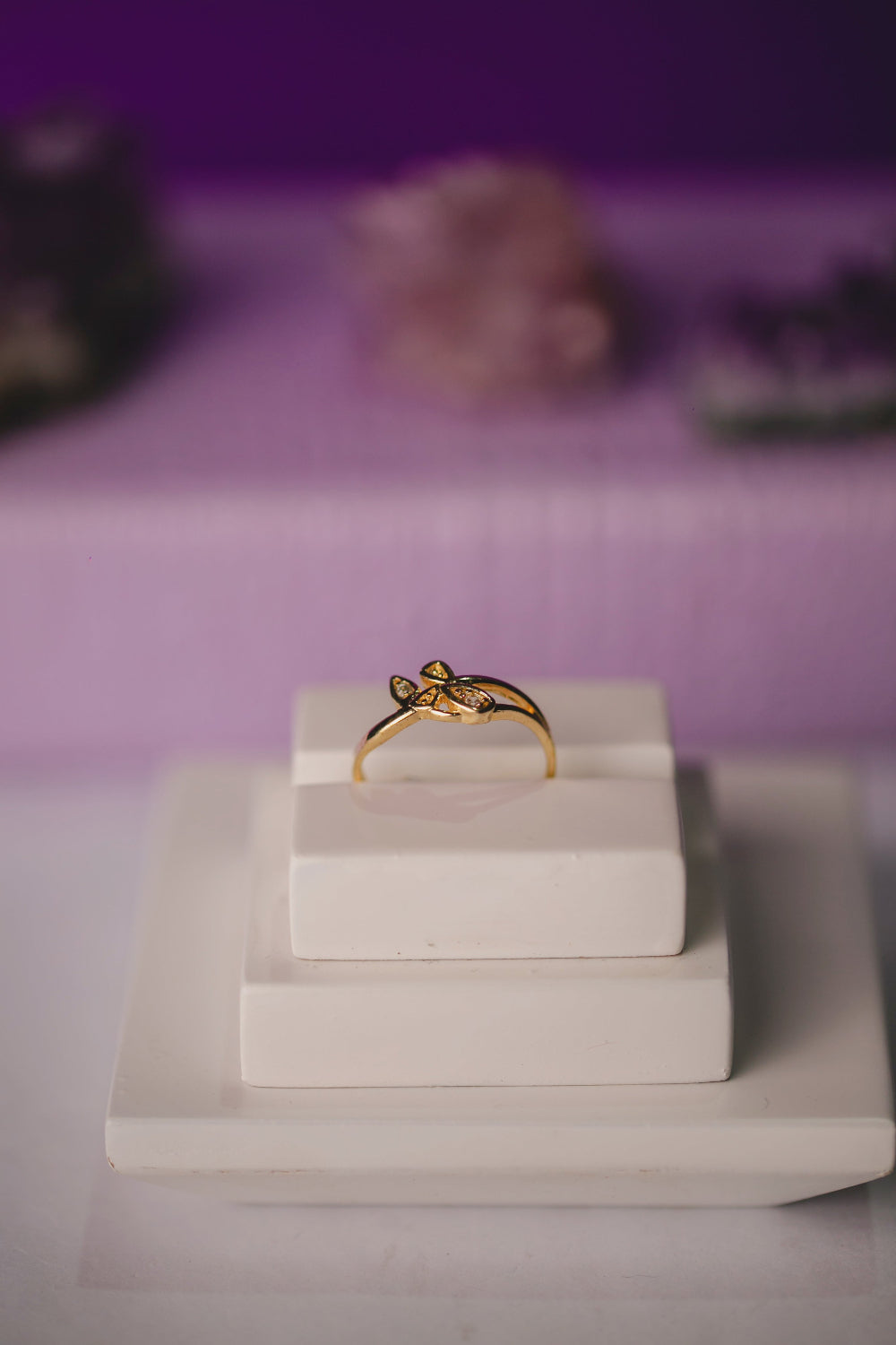 ANEL FOLHAS FOLHEADO A OURO 18K