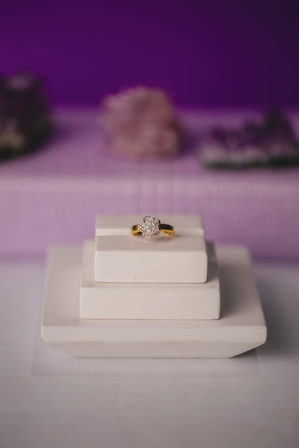 ANEL FALANGE FLOR CRAVEJADA FOLHEADO A OURO 18K