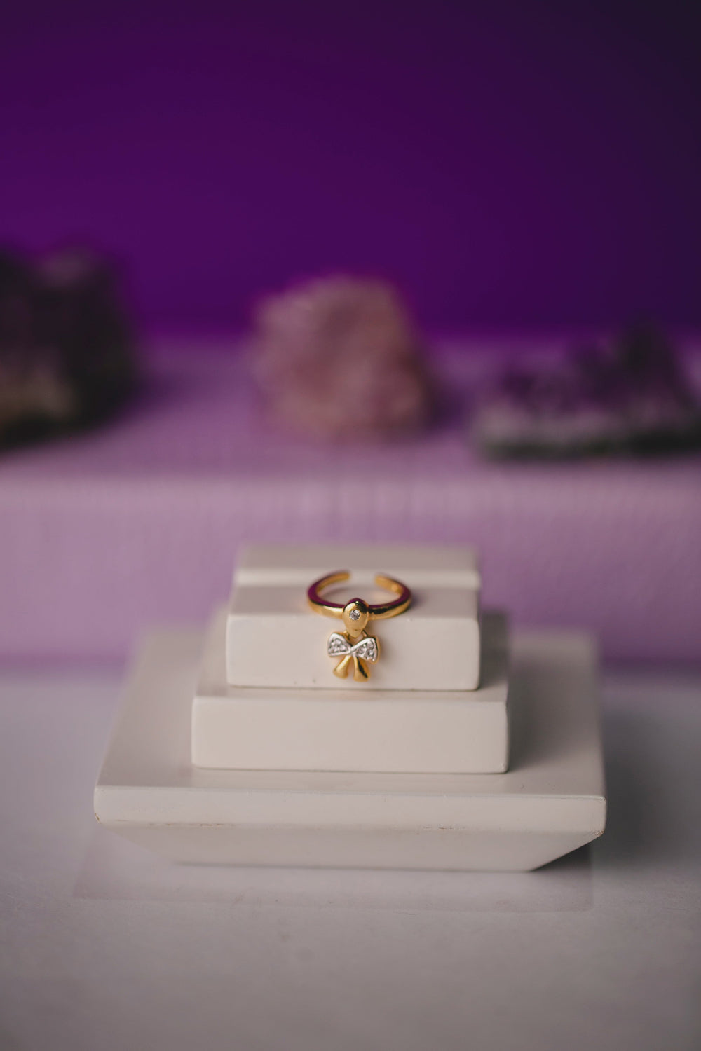 ANEL FALANGE PINGENTE DE LACINHO FOLHEADO A OURO 18K