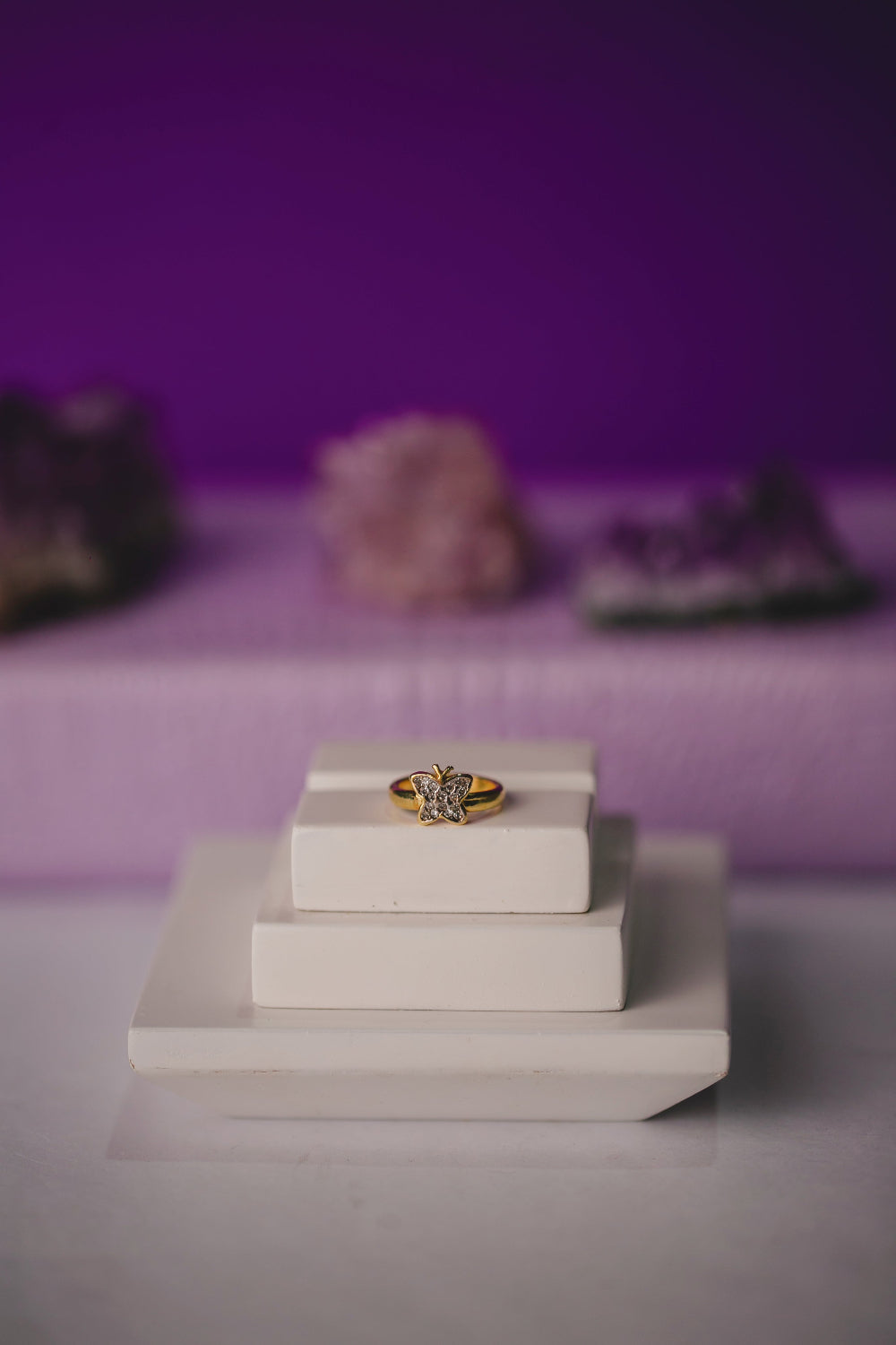 ANEL FALANGE BORBOLETA CRAVEJADA FOLHEADO A OURO 18K
