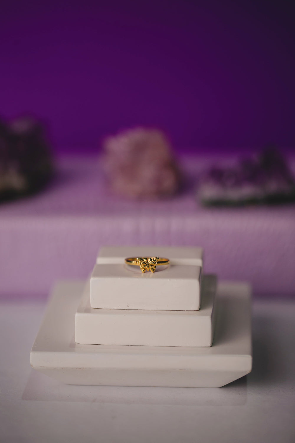 ANEL BORBOLETA FOLHEADO A OURO 18K