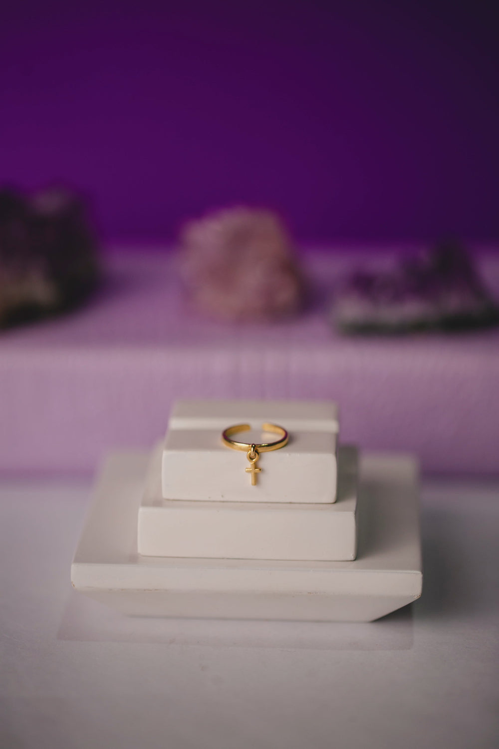 ANEL FALANGE PINGENTE CRUZ FOLHEADO A OURO 18K