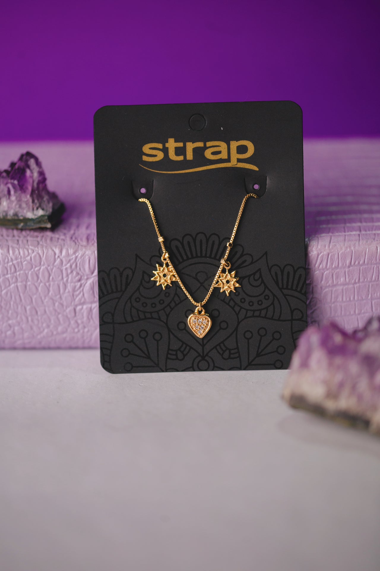 PULSEIRA ESTRELAS E CORAÇÃO FOLHEADA A OURO 18K