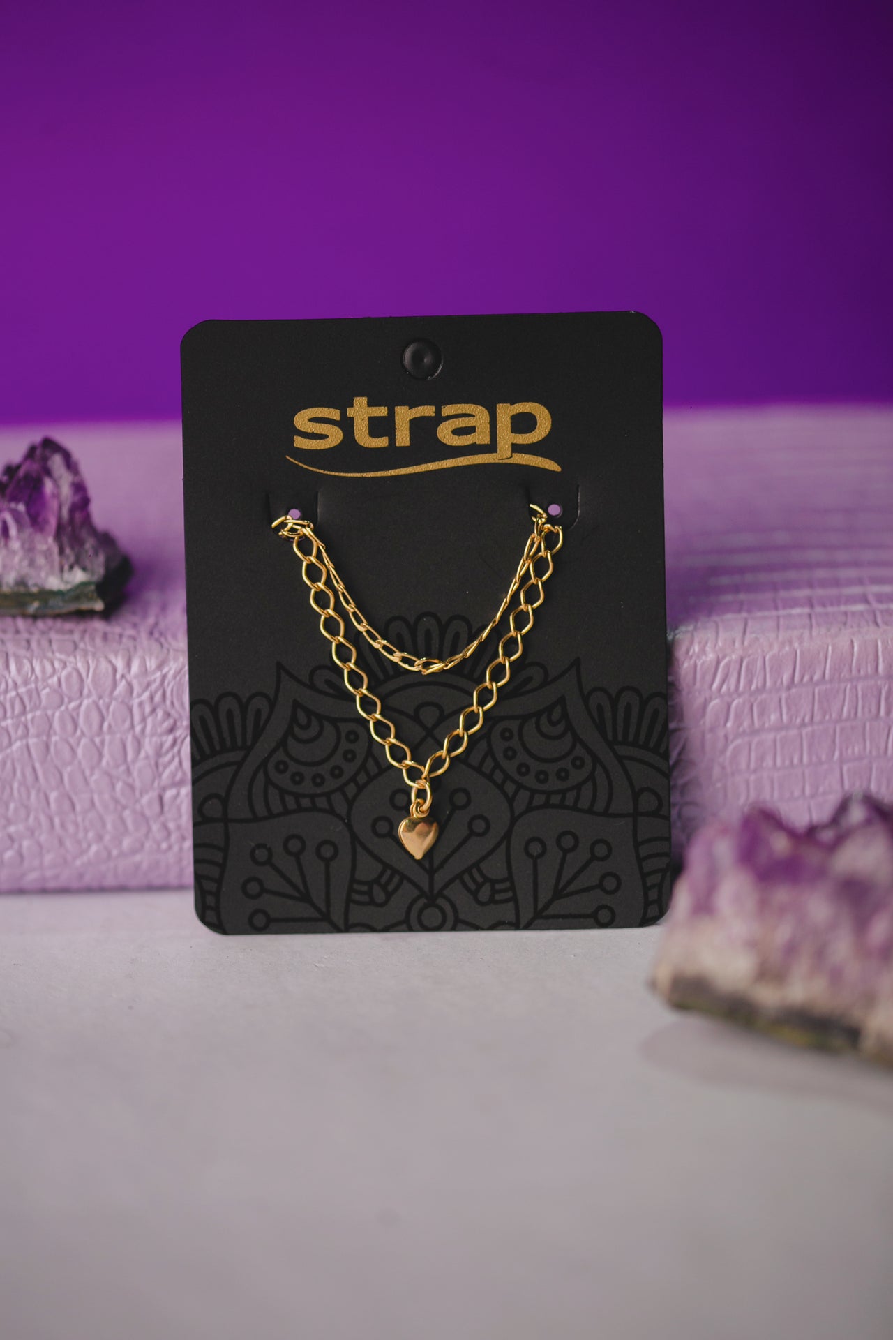 PULSEIRA DUPLA COM PINGENTE CORAÇÃO FOLHEADA A OURO 18K