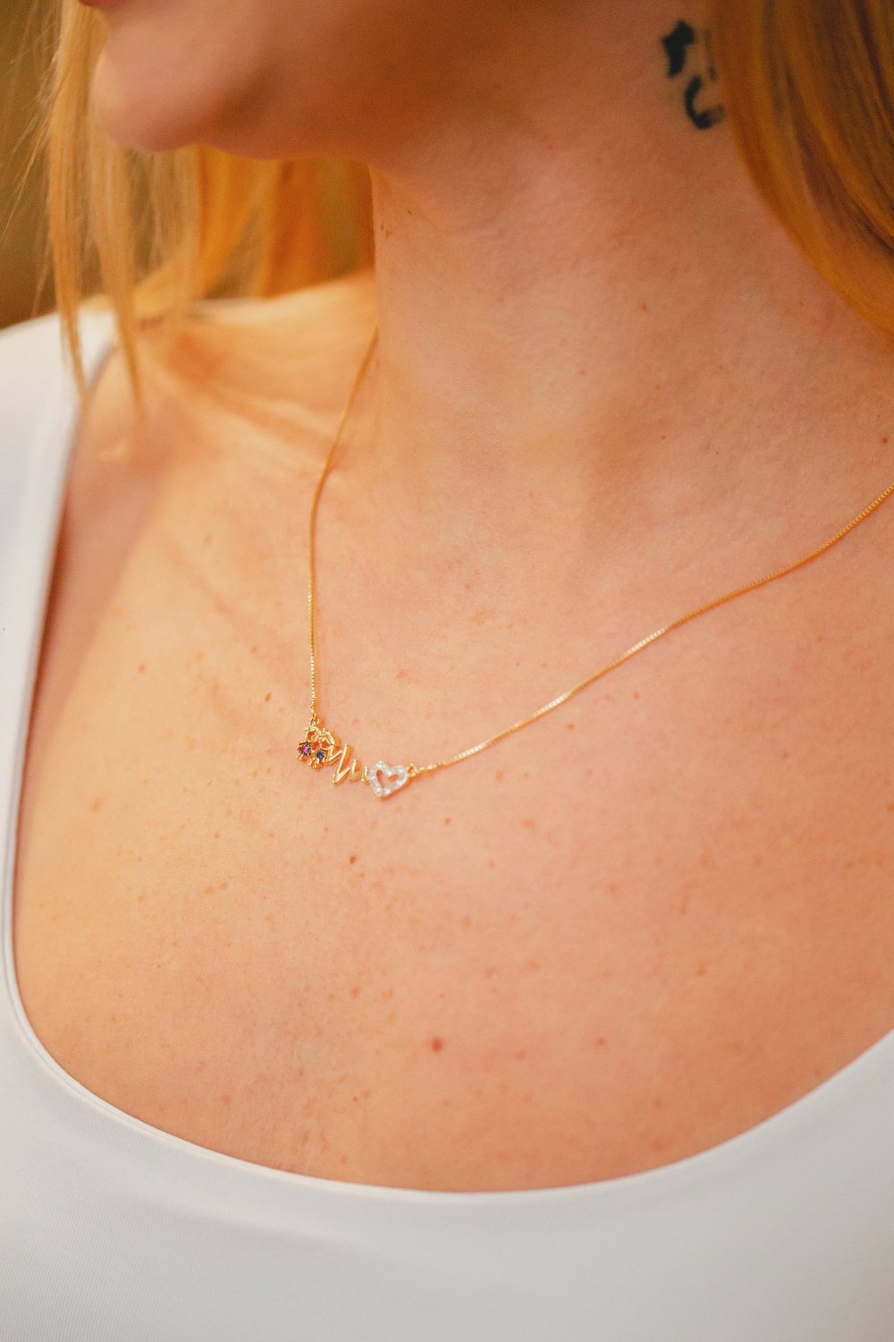 COLAR CASAL DE FILHOS FOLHEADA A OURO 18K