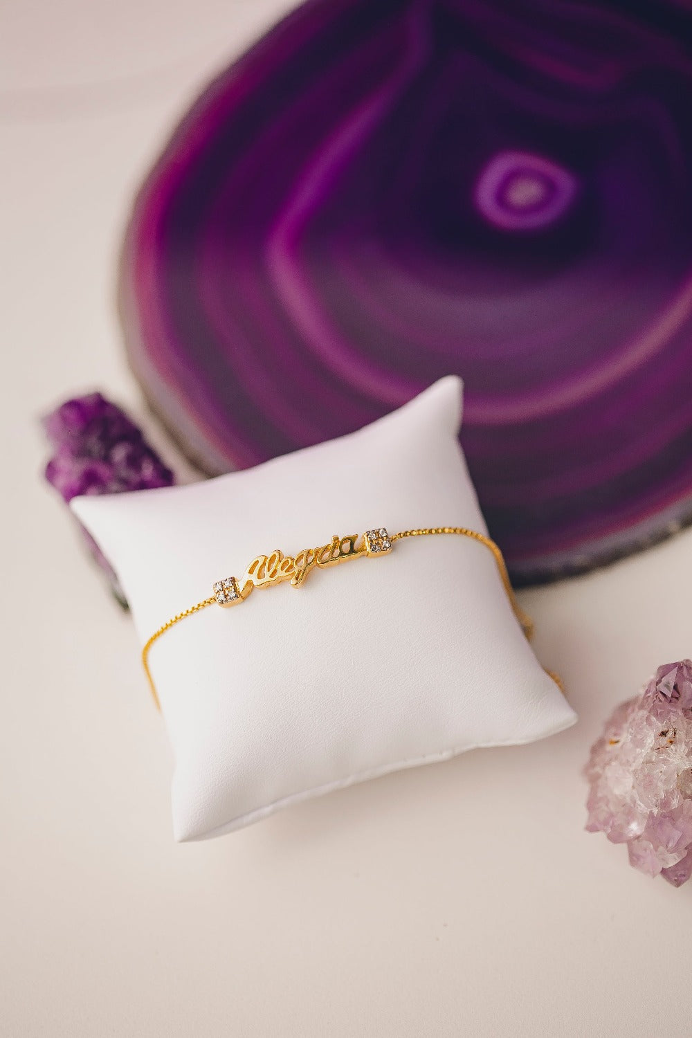 PULSEIRA MANUSCRITA ALEGRIA FOLHEADO A OURO 18K
