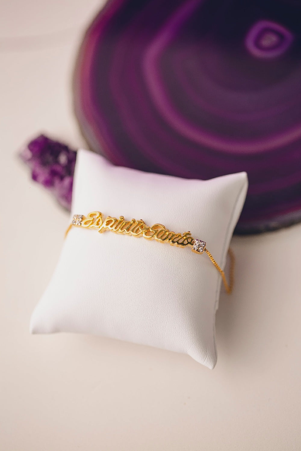 PULSEIRA MANUSCRITA ESPÍRITO SANTO FOLHEADO A OURO 18K