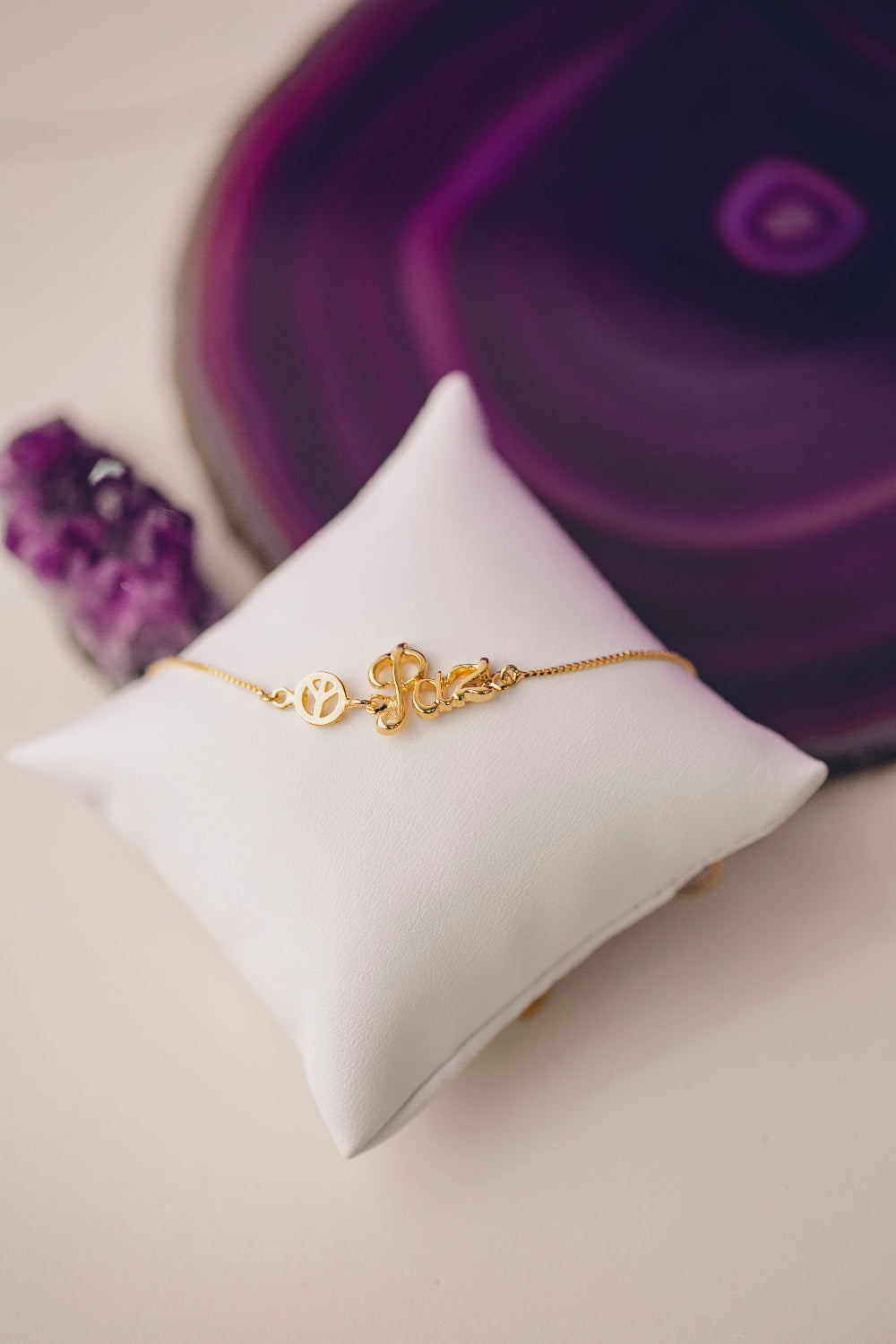 PULSEIRA MANUSCRITO PAZ FOLHEADO A OURO 18K