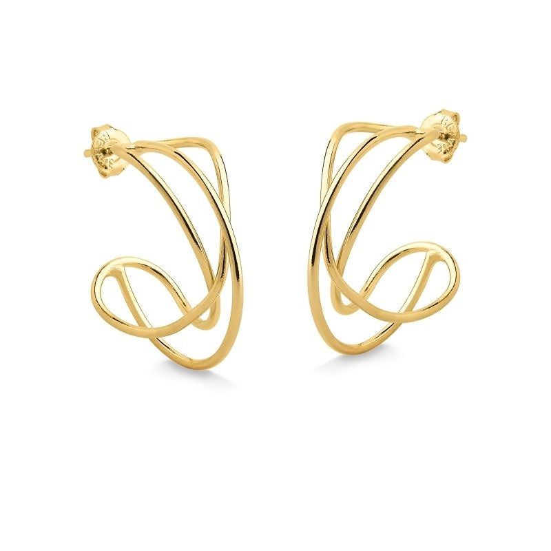 BRINCO TRES CURVAS FOLHEADO A OURO 18K