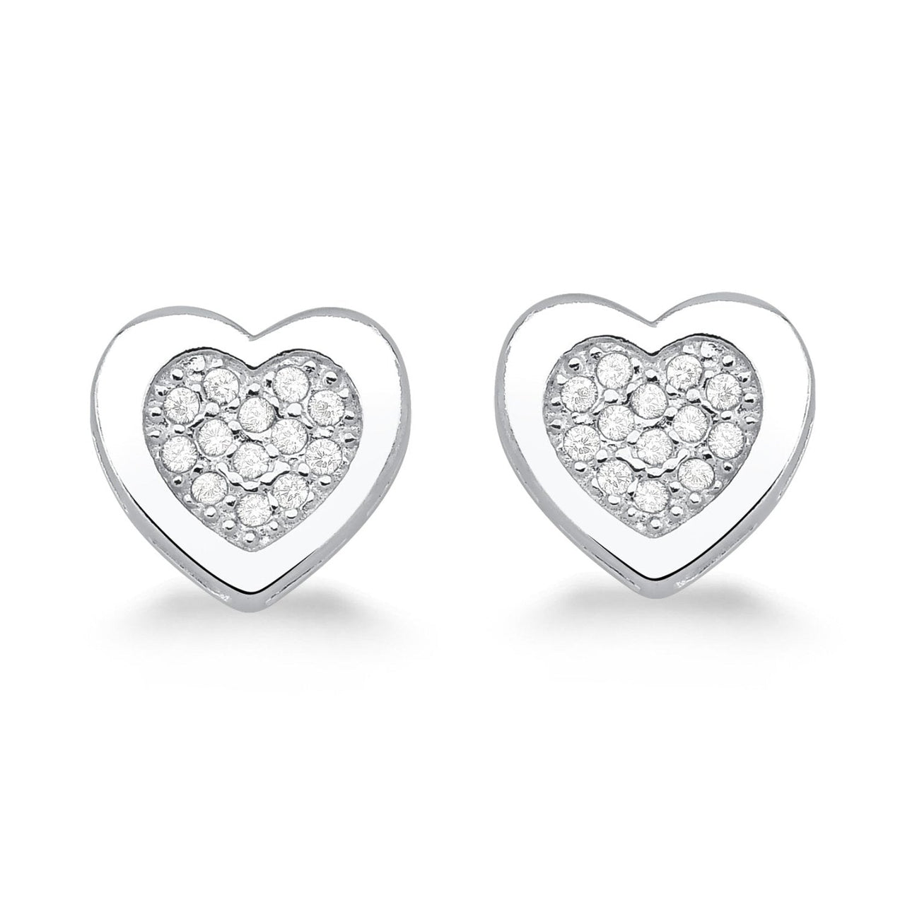 BRINCO DE PRATA 925 CORAÇÃO COM ZIRCONIA NO CENTRO