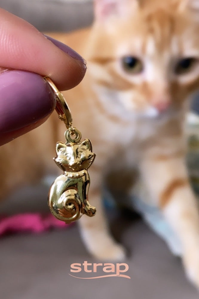 PINGENTE GATO DUPLO FOLHEADO A OURO 18K